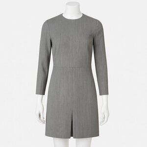 & Other Stories Box Pleat Grey Sheath Dress Exposed Zipper Size 6 Long Sleeve